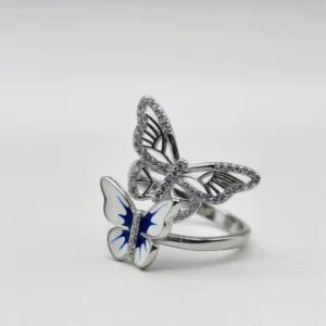 A beautiful silver butterfly design ring.